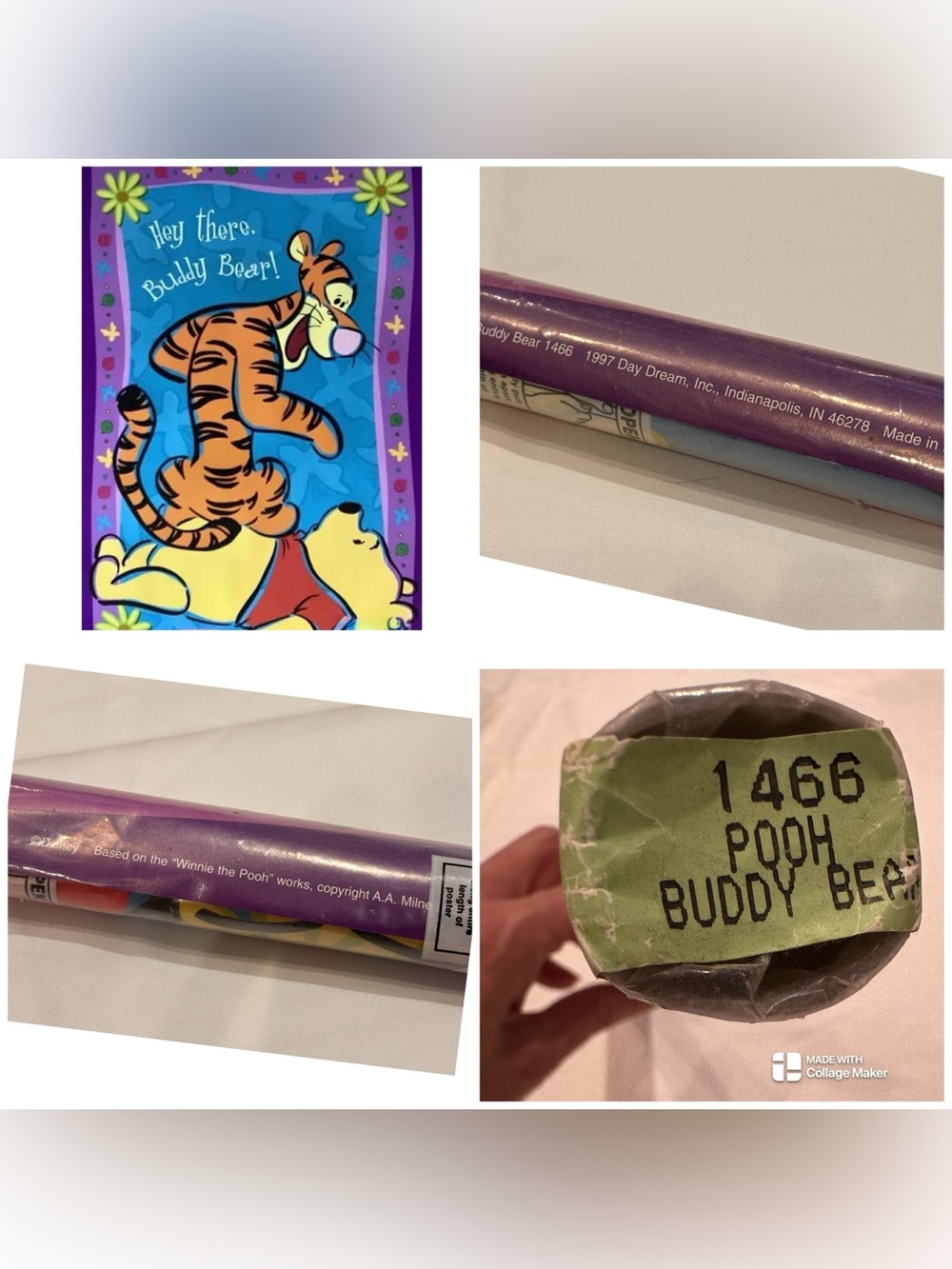 Original Vintage 1997 Sealed Winnie the Pooh Poster 22.25 x 34 #1466 Buddy Bear
